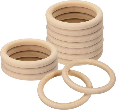 uxcell 12Pcs 100mm(3.9-inch) Natural Wood Rings, 10mm Thick Smooth Unfinished Wooden Circles for DIY Crafting, Knitting, Macrame, Pendant in Saudi Arabia
