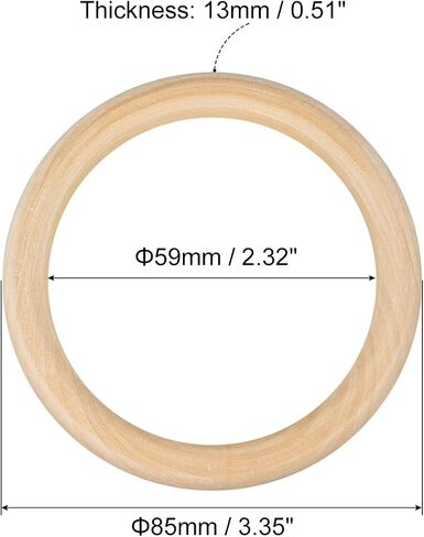 uxcell 12Pcs 100mm(3.9-inch) Natural Wood Rings, 10mm Thick Smooth Unfinished Wooden Circles for DIY Crafting, Knitting, Macrame, Pendant in Saudi Arabia
