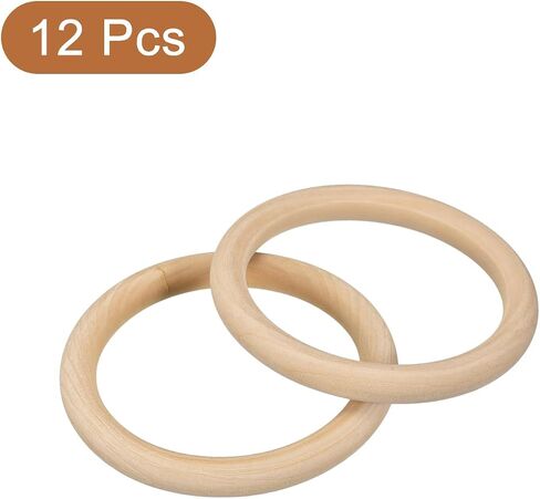 uxcell 12Pcs 100mm(3.9-inch) Natural Wood Rings, 10mm Thick Smooth Unfinished Wooden Circles for DIY Crafting, Knitting, Macrame, Pendant in Saudi Arabia