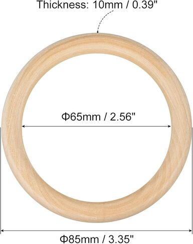 uxcell 12Pcs 100mm(3.9-inch) Natural Wood Rings, 10mm Thick Smooth Unfinished Wooden Circles for DIY Crafting, Knitting, Macrame, Pendant in Saudi Arabia