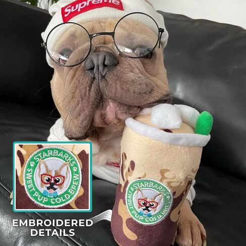 Haute Diggity Dog Starbarks Sweet Pup Cold Brew, Plush Designer Dog Toys with Interactive Squeaker, Stimulating Pet Enrichment, Machine-Washable & Safe Materials for All Breeds, One Size in Saudi Arabia