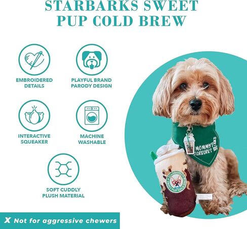 Haute Diggity Dog Starbarks Sweet Pup Cold Brew, Plush Designer Dog Toys with Interactive Squeaker, Stimulating Pet Enrichment, Machine-Washable & Safe Materials for All Breeds, One Size in Saudi Arabia
