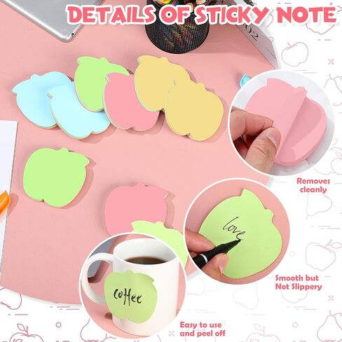 Apple Sticky Notes Back to School Self Sticky Note Pads 2.83 x 2.76 Inch Colored Apple Shaped Sticky Tabs Fun Sticky Notes for Teachers Notebooks School Office Supplies (24 Pcs) in Saudi Arabia