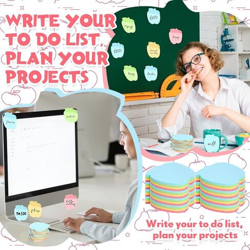 Apple Sticky Notes Back to School Self Sticky Note Pads 2.83 x 2.76 Inch Colored Apple Shaped Sticky Tabs Fun Sticky Notes for Teachers Notebooks School Office Supplies (24 Pcs) in Saudi Arabia