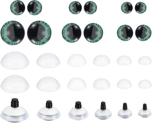 PATIKIL 14-30mm Flash Safety Eyes, 34 Set Doll Eyes with Washers Soft Buttons Realistic Colorful Crocheting Safety Eyes for Decor Crochet Accessories Dolls Craft, Green in Saudi Arabia