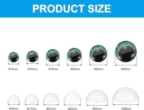PATIKIL 14-30mm Flash Safety Eyes, 34 Set Doll Eyes with Washers Soft Buttons Realistic Colorful Crocheting Safety Eyes for Decor Crochet Accessories Dolls Craft, Green in Saudi Arabia