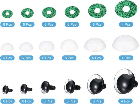 PATIKIL 14-30mm Flash Safety Eyes, 34 Set Doll Eyes with Washers Soft Buttons Realistic Colorful Crocheting Safety Eyes for Decor Crochet Accessories Dolls Craft, Green in Saudi Arabia