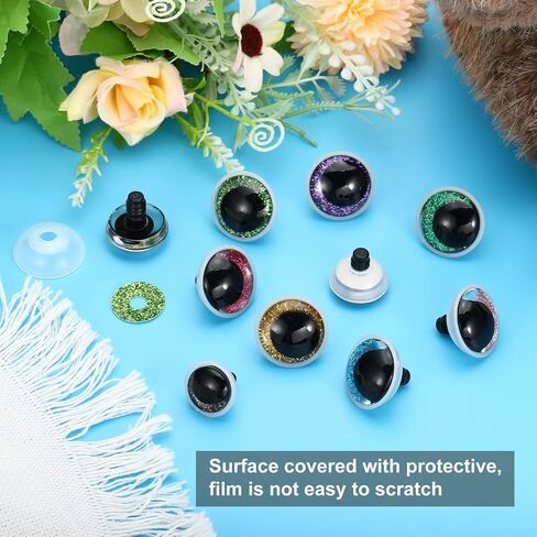 PATIKIL 14-30mm Flash Safety Eyes, 34 Set Doll Eyes with Washers Soft Buttons Realistic Colorful Crocheting Safety Eyes for Decor Crochet Accessories Dolls Craft, Green in Saudi Arabia