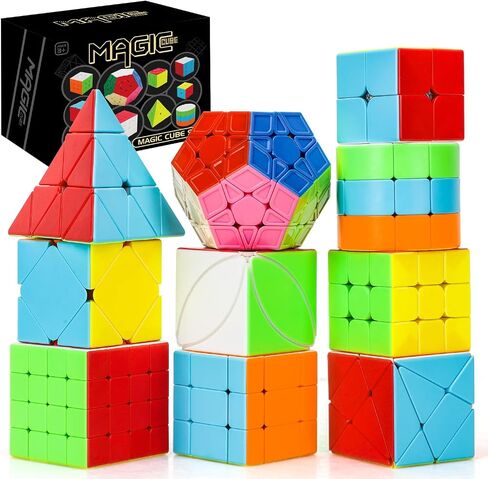 STEAM Life Speed Cube Set 10 Pack Magic Cube | Includes Speed Cubes 3x3, 2x2 Speed Cube, 4x4 Speed Cube, Pyramid Cube, Megaminx Cube Puzzle Cube Bundle Collection Cube Toys Gift for Kids & Adults in Saudi Arabia