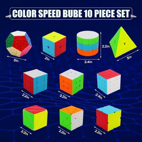 STEAM Life Speed Cube Set 10 Pack Magic Cube | Includes Speed Cubes 3x3, 2x2 Speed Cube, 4x4 Speed Cube, Pyramid Cube, Megaminx Cube Puzzle Cube Bundle Collection Cube Toys Gift for Kids & Adults in Saudi Arabia