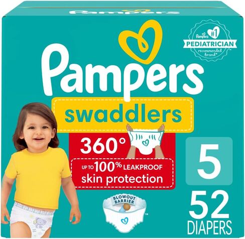Pampers Diapers - Swaddlers 360° - Size 5, 116 Count, up to 100% Leakproof Comfy Dry Fit, Designed for Easy Changes, Pull On Baby Diaper (Packaging May Vary) in Saudi Arabia