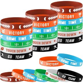 Lesnala 48 PCS Football Silicone Wristband Rugby Bracelets for Kids and Adults Motivational Sports Themed Party Supplies Classroom Rewards 6 Styles