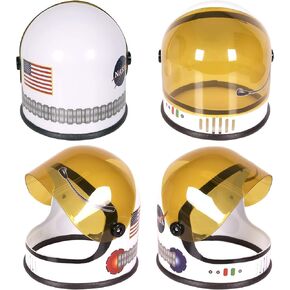 Kids Space Helmet, Halloween Costume Helmet with Movable Visor - White, for Ages 5-12, Space Toy Helmet with Foam Padding, NASA Logo and USA Flag, Spacewalker Look