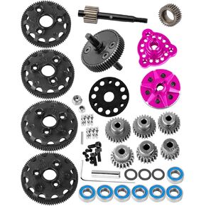 RC 76T 83T 86T 90T Spur Gear(48-Pitch) Transmission Gears Spur Gear with 17T/19T/21T/23T/25T/27T Pinions Gear Upgrades Part for 1/10 Slash/Rustler/Stampede/Bandit 2wd VXL,Pink