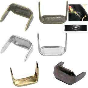240 Pack Belt Loop Staples with Two Prong Pin Claws Connector Clamp Buckle Fastener for Leather Belts Keeper Ring End Strap Holder DIY Leathercraft Zipper Black Silver Brass Copper 4 Colors