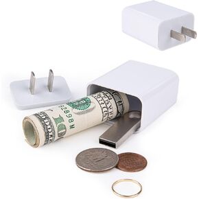 Plug Storage Realistic Looking Charger with Storage Hiding Places for Valuables Charger Diversion Safe, White
