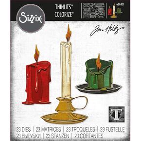 Sizzix Thinlits Die Set 23PK Candleshop Colorize by Tim Holtz | 666331 | Metal, Wafer-Thin Cutting Dies for Scrapbooking, Embossing, Journalling, Silver