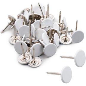 Antrader 200 Pieces Push Pins Round Head Thumbtack 0.43Inch Thumb Tacks for Office School Personal Use (White)