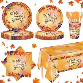 Fall Thanksgiving Decorations - 9" and 7" Autumn Fruits Disposable Plates Decorative Dinner Plates for Party Tableware Supplies Table Decor