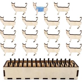 Framendino, Wooden Animal Bobbin Set Sewing Thread and Bobbin Organizer Embroidery Floss Organizer Box with 15 Dog Shape Bobbin Holder