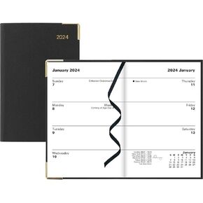 Letts of London Classic Mini Pocket Week to View Planner 2024, 4.21-inch Length (Black)