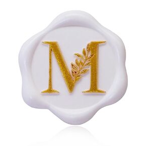 SWANGSA 30 Pack Letter B Wax Seal Stickers, White with Gold Botanical Leaves Initial Alphabet Self-Adhesive Wax Stickers, Wedding Party Invitation Envelope Wax Seal Stickers