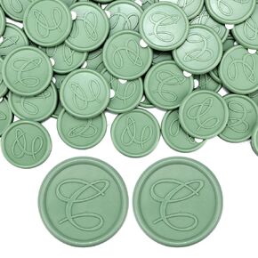 Yoption 50 Pcs Letter Wax Seal Stickers, Sage Green Initial Alphabet H Adhesive Envelope Seals Wax Stickers for Wedding Party Birthday Christmas (H)