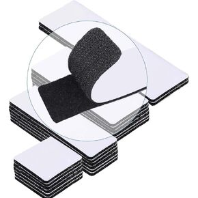FlyingLeaves 20 Sets Heavy Duty Adhesive Hook and Loop Strips, 6x2, 4x2, 4x1, 2x2 Inchs Strong Double-Sided Fasteners for Home, School, Office, and Classroom Use, Black Interlocking Tape