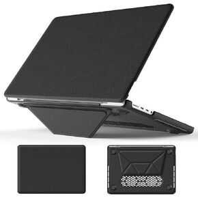 DONGKE for M4 MacBook Pro 14 Inch Case M3 M2 M1 Pro/Max 2024 2023 2021 (Model: A3112 A3401 A3185 A2918 A2992 A2779 A2442), Durable PU & PC Protective Cover with Magnetic Stand - Khaki