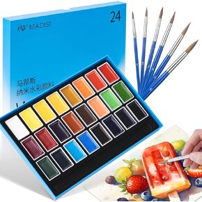 24-Color Watercolor Paint Set - Professional Quality Watercolor Pigment with Full Pans, Ideal for Artists, Illustrators, and Crafters, Vivid Colors for Painting Projects