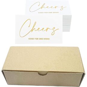 RXBC2011 Cheers Card Drink Token Beverage Coupon Cards for Party Wedding Halloween 2x3.5 Inch Pack of 450 white