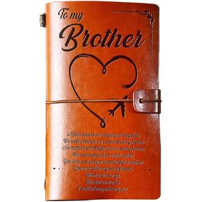 PRSTENLY Gifts for Brother Leather Journal, to My Brother Gifts 140 Page Refillable Journal Notebooks, Graduation Birthday Christmas Gifts for Brother from Sister Brother