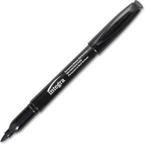 Integra Permanent Marker, Fine Point, Fade/Water Resistant, Black (ITA30016)