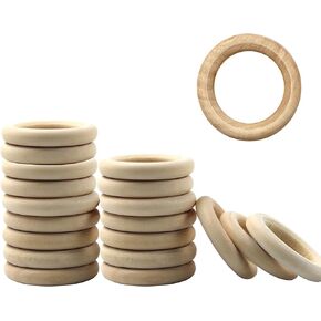 20PCS Unfinished Wooden Rings, 70mm/2.8" Natural Smooth Wooden Circles Rings for DIY Craft Pendant Connectors Jewelry Making