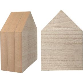 4 Pack 8 Inch Wooden House Shape Block Unfinished Wood Farmhouse Cutouts Tabletop for DIY Crafts Memorial Sign,1 Inch Thick MDF