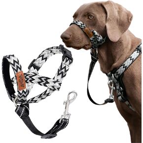 ANDA Gentle Leader Ultra-Light No-Pull Dog Headcollar: Adjustable, Breathable Comfort, Prevents Explosive Rushes, Ideal for Daily Use(Chevron Black, Size 1)