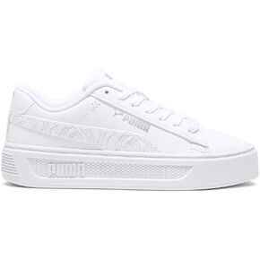 PUMA Women's Smash Platform V3 Sneaker, Warm White-Caramel Latte Gold, 7.5