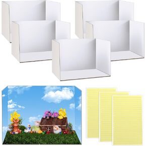 6 Pcs Diorama Box Cardboard Diorama Kit Diorama Supplies with Double Sided Tapes for Diorama Project Display, White Display Case, 11.8 x 8.7 x 8.3 Inch
