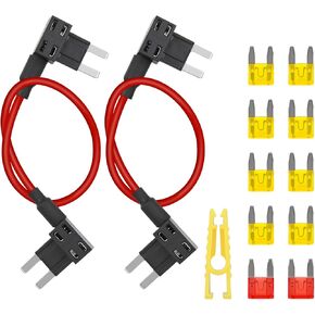 Nilight 10 Pack Micro 2 Fuse TAP 12V Car Add a Circuit ATR Blade Fuse Adapter with 20A Fuse Micro II Fuse Holder Add On Dual Circuit Adapter for Cars Trucks Boats (50058R),Blue, Red, Black, Yellow