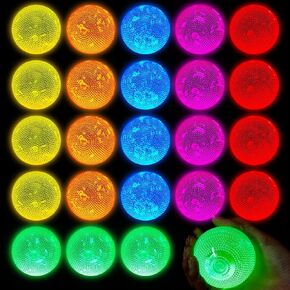 Lewtemi 12 Pcs Glow in The Dark Balls Bulk Lighted Glowing Bouncy Rubber Stick Balls Supplies for Carnival Valentine Birthday Goodie Bag Fillers