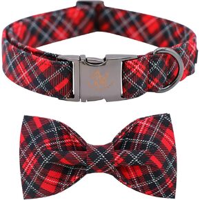 Elegant little tail Christmas Dog Collar, Pet Collar Soft with Comfy Bowtie Dog Collar Holiday Adjustable Pet Gift Collars for Small Medium Large Dogs