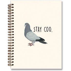 Stay Coo Bird Cool Pigeon Funny Spiral Notebook Journal,Bird Gifts for Bird Lovers Women,Hardcover College Ruled Spiral Notebook 5.5×8.3 Spiral Bound Notebook,College School Supplies
