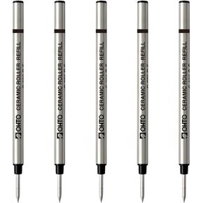 Ohto Ceramic Roller Water-Based Refills C-305, Black Ink, Metal Body Fine Point 0.5mm, Non-Dry Out Mechanism, Compatible with Ohto CR01/CR02 models, 5-Pack
