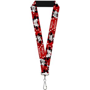 Buckle Down Lanyard-1.0-Mickey & Minnie Hugs & Kisses Poses Reds/WHI