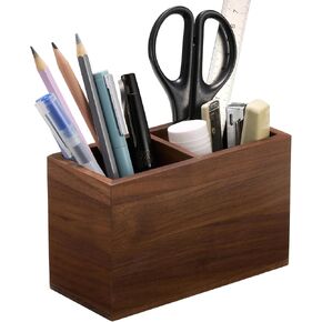 Walnut Pencil Holder (Double Slots) Wood Pen Holder for Desk, Walnut Pen Cup, Walnut Pencil Cup for Office