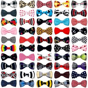 PET SHOW Pack of 50pcs Small Dogs Collar Attachment Bow Ties Embellishment Medium Dog Puppies Cats Collar Charms Accessories Bulk Slides Bowties for Birthday Wedding Parties