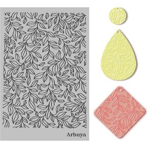 Arbuya Polymer Clay Leaves Texture Sheets for Earring Jewelry Making, Clay Leaf Texture Mats for Polymer Clay Projects Polymer Clay Leaves Stamps Earrings Tools