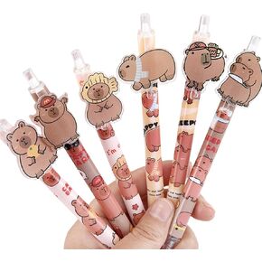 6 Pcs Cute Retractable Pens Cartoon Gel Pens Dinosaur Pens 0.5mm Fine Point Black Ink Pens Smooth Writing Pens Office School Supplies Women Girls Boys Men (6Pcs Dinosaur)