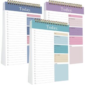3 Pack To Do List Notepad, 52 Sheets Mix Color Tear Off, 6.5" x 9.8" Double Sided Spiral Checklist Planning Notebook for Adults and Kids Classroom Office Gifts(Blue, Green, Purple)