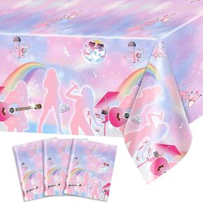 Avezano 3 pcs Music Birthday Tablecloths Popular Music Birthday Tablecover Rock and Roll Birthday Party Decorations Singer Fans Plastic Rectangle Tablecloth 108x54icnh